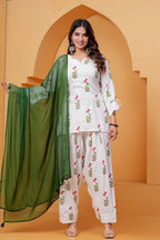 Printed Short Kurti Salwar Dupatta Set