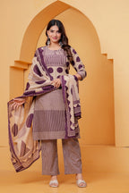 Women’s Beige & Purple Printed Kurta Pant Dupatta Set | Ethnic 3-Piece Suit Set